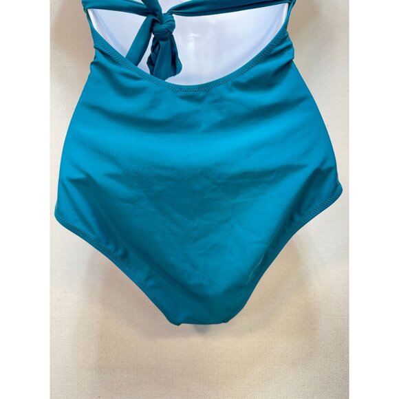 CUPSHE Women's One Piece Swimsuit Deep V Neck Size Large Teel Blue Bathing Suit - Picture 7 of 13